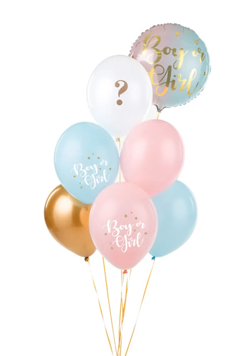 PartyDeco, balony 30 cm, Boy or Girl, mix, 6 szt.