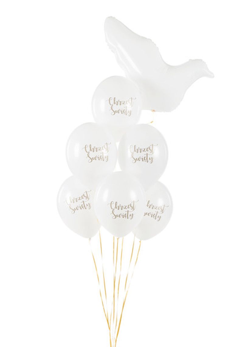 PartyDeco, balony 30 cm, Chrzest Święty, Pastel Pure White, 50 szt.