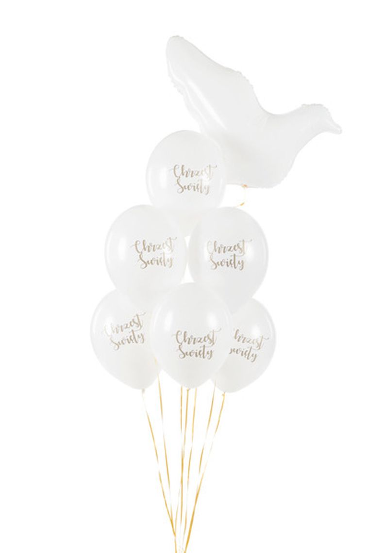 PartyDeco, balony 30 cm, Chrzest Święty, Pastel Pure White, 6 szt.