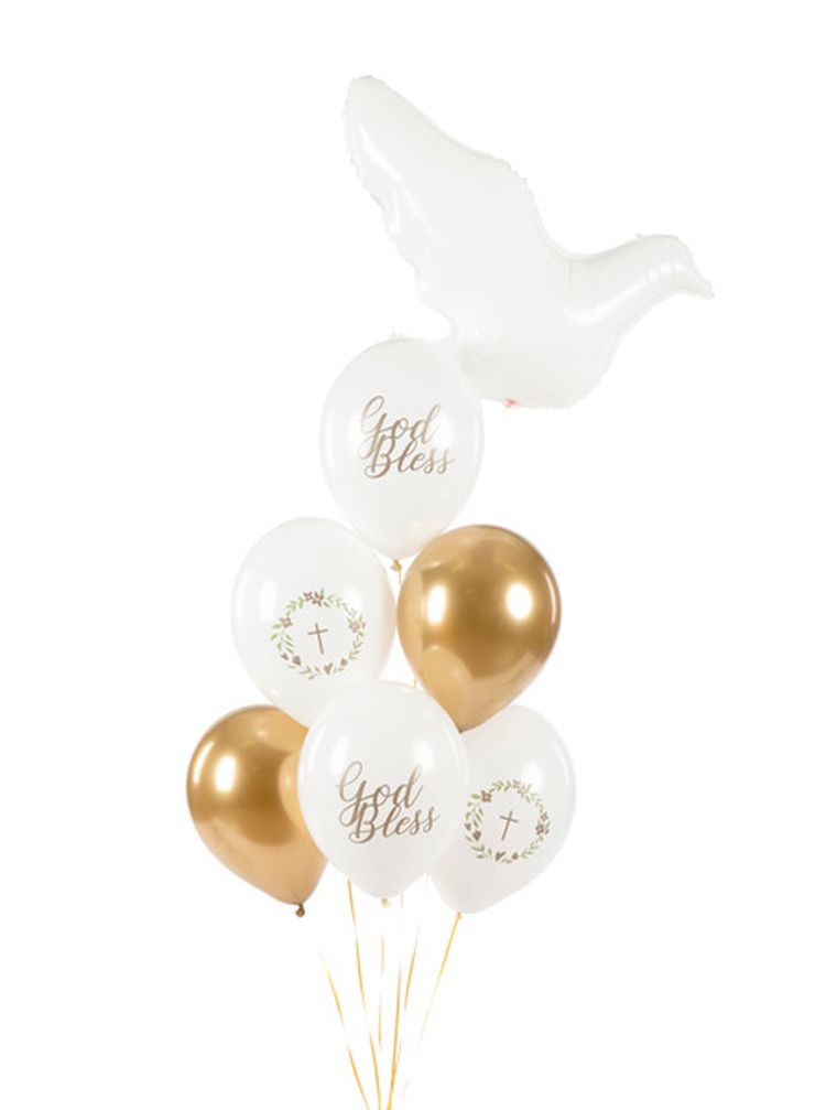 PartyDeco, balony 30 cm, God Bless, Pastel Pure White, 50 szt.