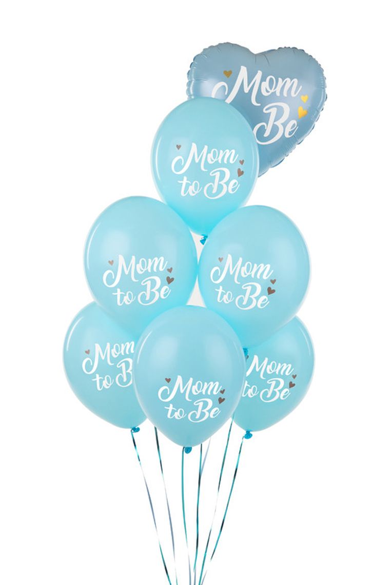 PartyDeco, balony 30 cm, Mom to Be, Pastel Light Blue, 6 szt.
