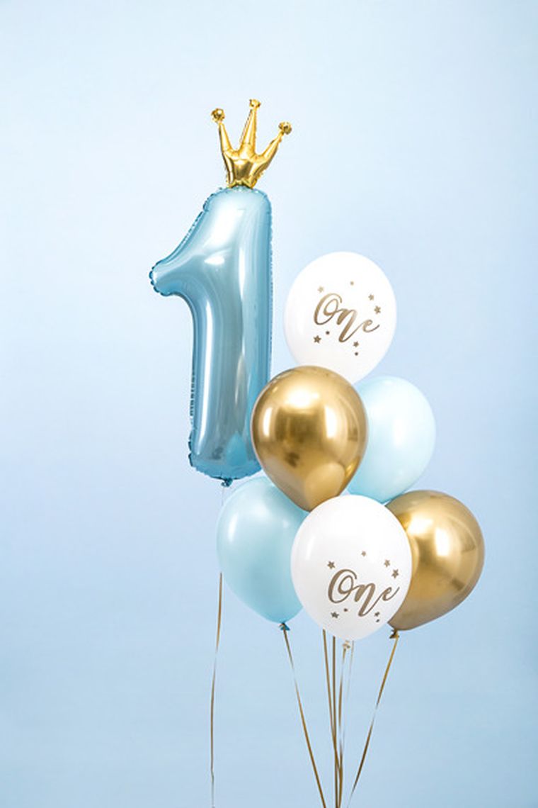 PartyDeco, balony 30 cm, One, Pastel Light Blue, 6 szt.