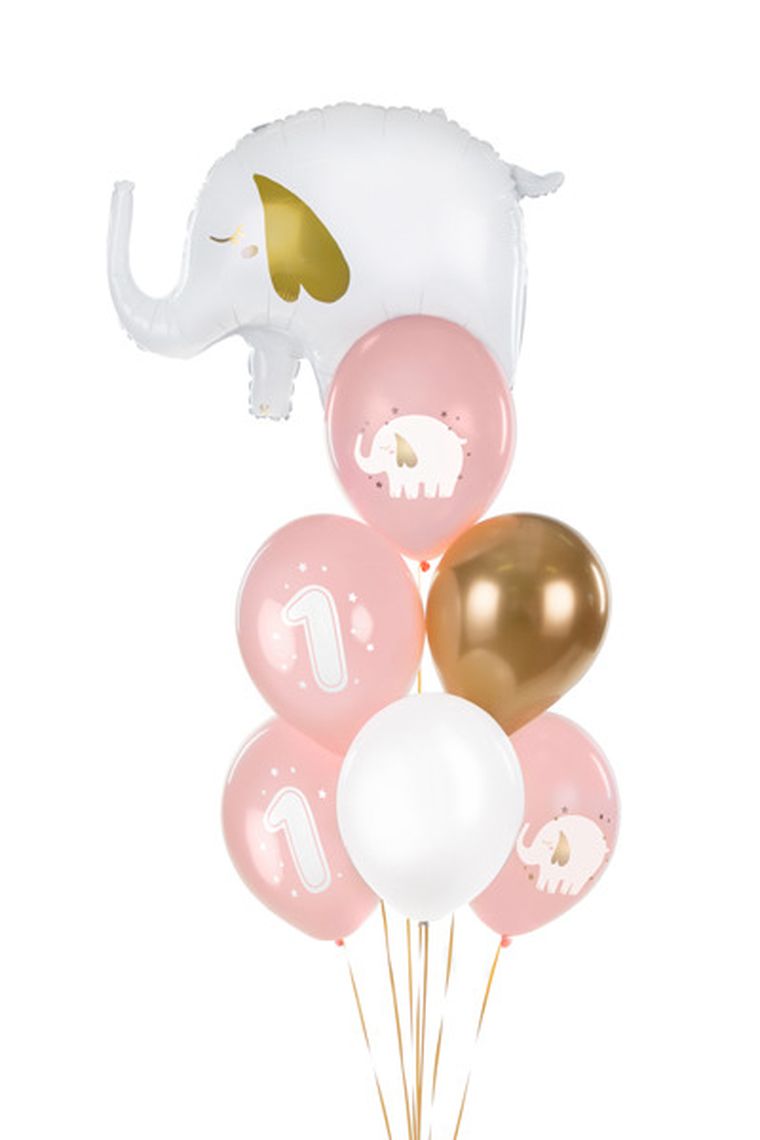 PartyDeco, balony 30 cm, Roczek, Baby pink, 6 szt.