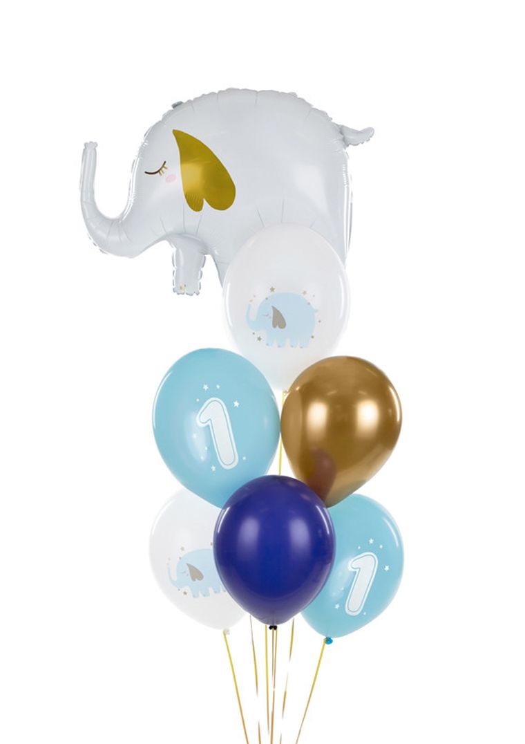 PartyDeco, balony 30 cm, Roczek, Pastel Light Blue, 6 szt.