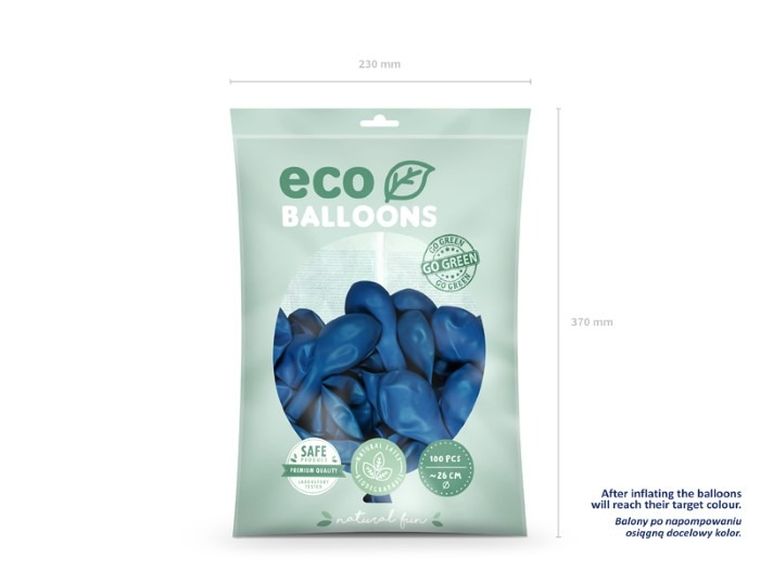 Partydeco, balony eco, 26 cm, niebieski, 100 szt.