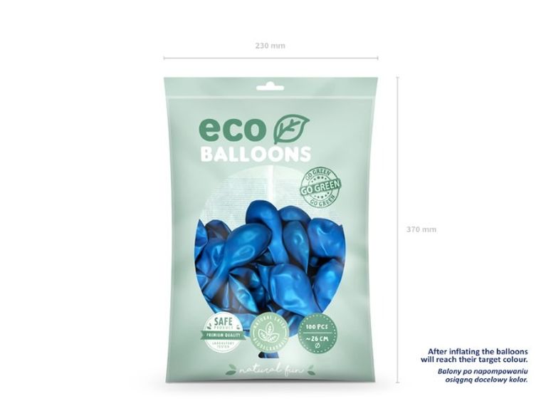 Partydeco, balony eco, 26 cm, niebieski, 100 szt.