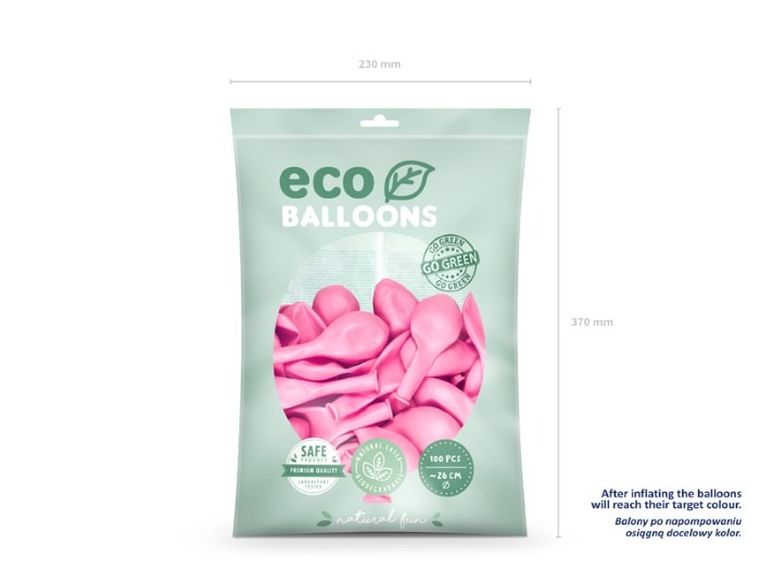 Partydeco, balony eco, 26 cm, różowy, 100 szt.