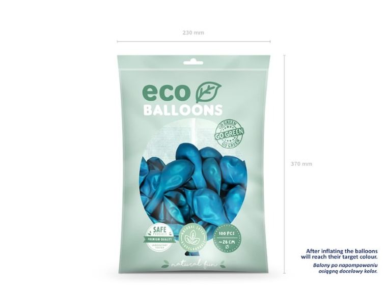 Partydeco, balony eco, 26 cm, turkus, 100 szt.