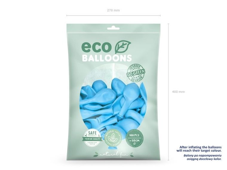 Partydeco, balony eco, 30 cm, błękit, 100 szt.