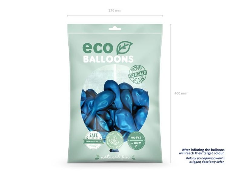 Partydeco, balony eco, 30 cm, granatowy, 100 szt.