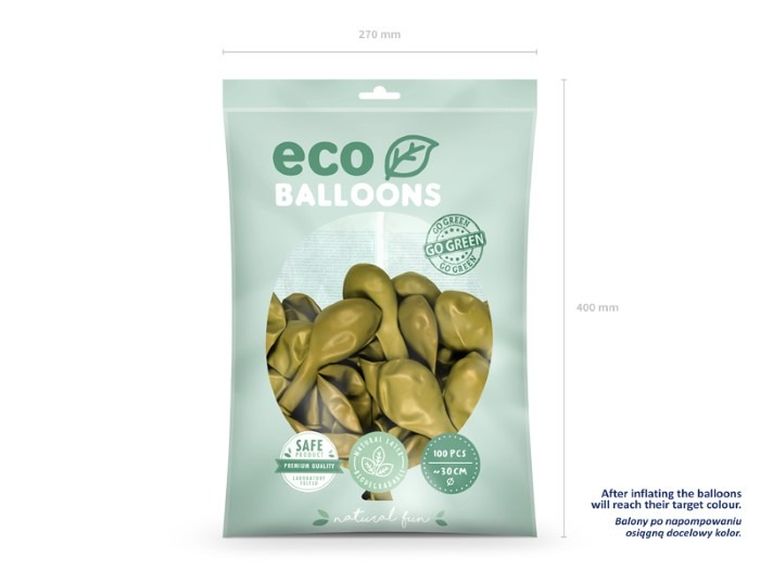 Partydeco, balony eco, 30 cm, jasnyzłoty, 100 szt.