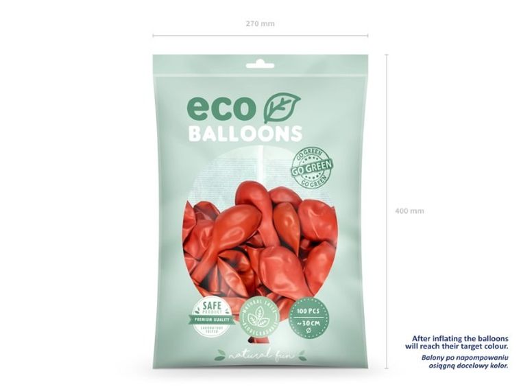 Partydeco, balony eco, 30 cm, koralowy, 100 szt.