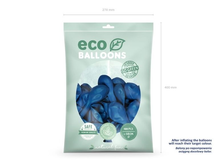 Partydeco, balony eco, 30 cm, niebieski, 100 szt.