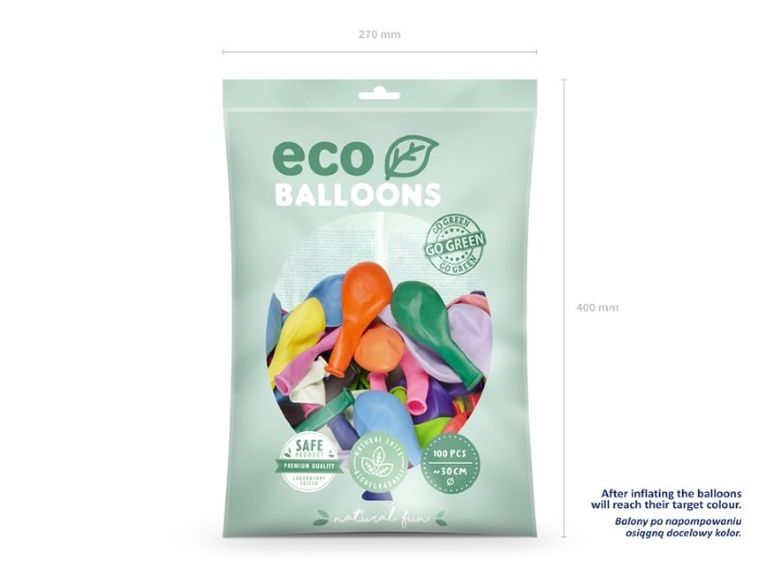 Partydeco, balony eco, 30 cm, pastelowy mix, 100 szt.
