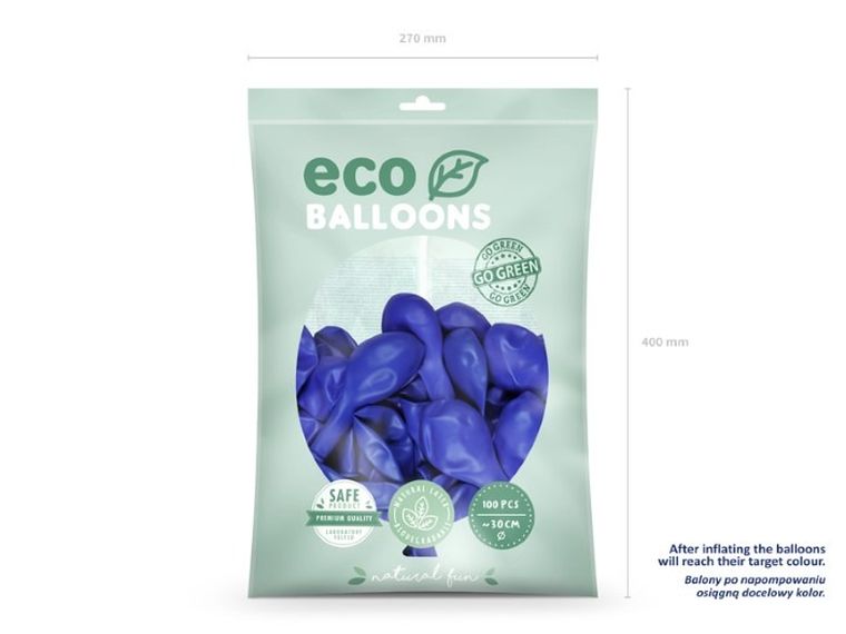 Partydeco, balony eco, 30 cm, ultramaryna, 100 szt.
