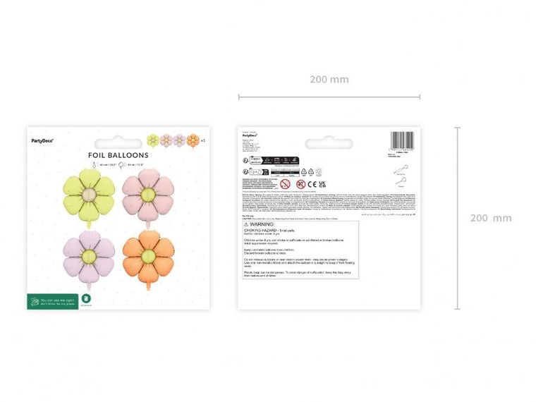 PartyDeco, balony foliowe do girland, stokrotki, ø 65 cm, 4 szt.