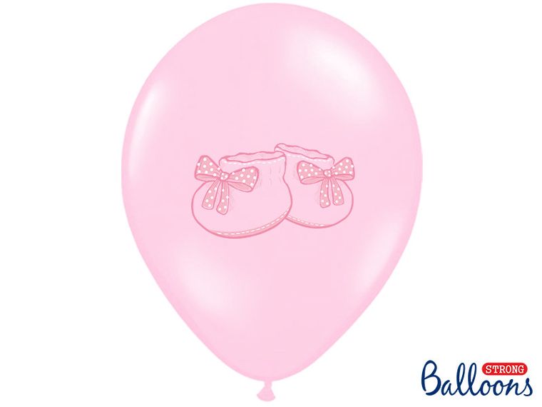 PartyDeco, balony lateksowe, buciki, jasne różowe, 30 cm, 50 szt.