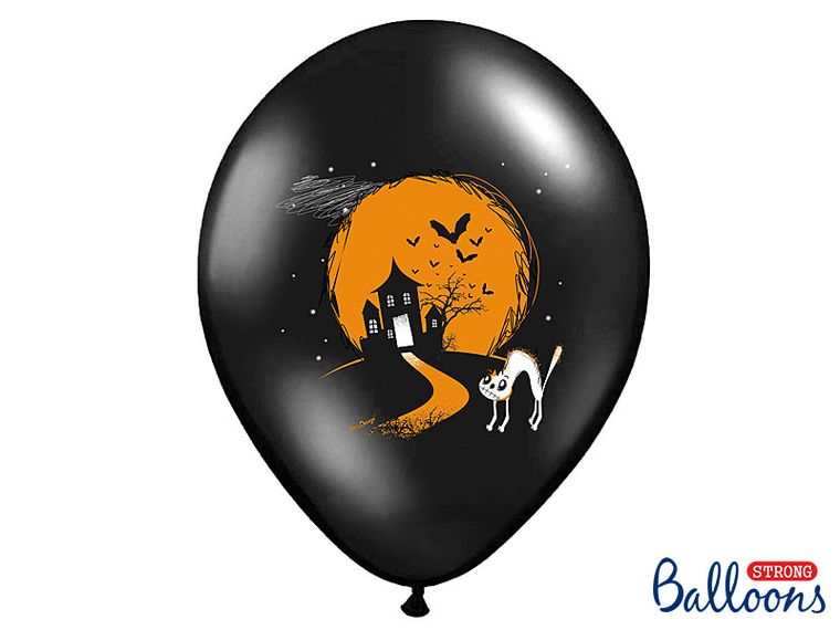 PartyDeco, balony lateksowe, duszek Halloween, czarny, 30 cm, 6 szt.