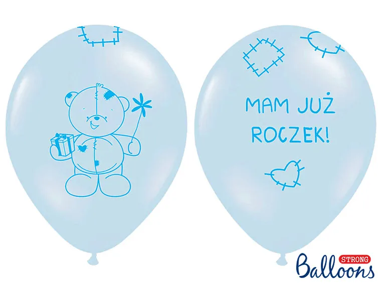 PartyDeco, balony lateksowe, mam już roczek, jasny niebieski, 30 cm, 6 szt.