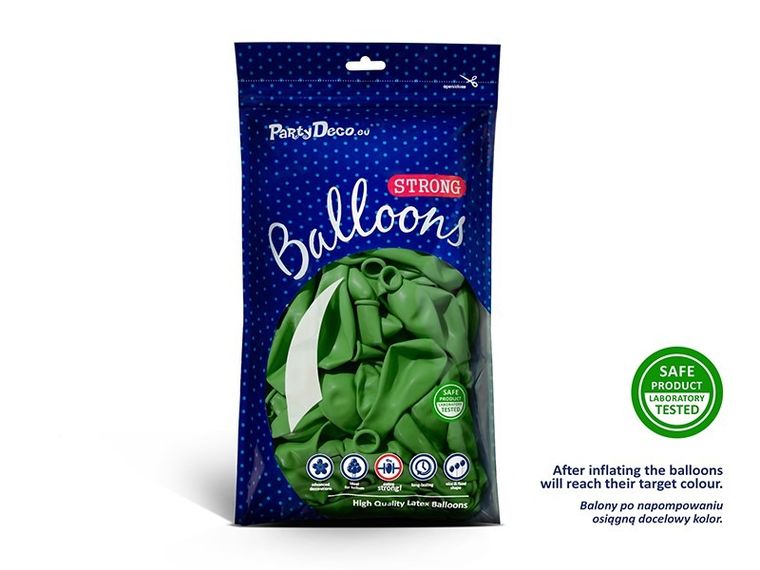 PartyDeco, balony lateksowe strong, pastelowe, zielone jabłuszko 27 cm, 10 szt.