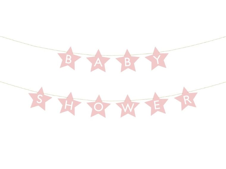 PartyDeco, baner, baby shower, różowy, 290-16,5 cm
