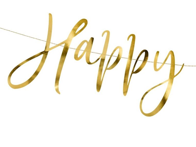 PartyDeco, baner Happy New Year, złoty, 66-18 cm