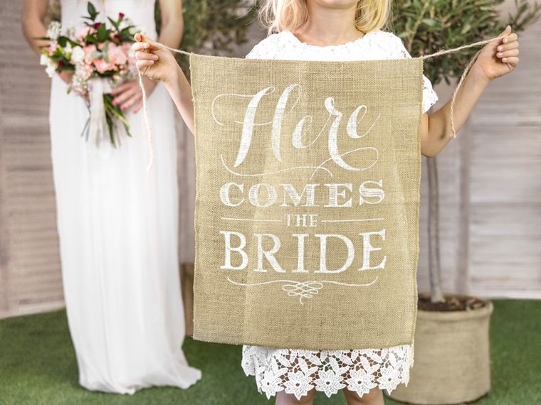 PartyDeco, baner Here Comes the Bride, 41-51 cm