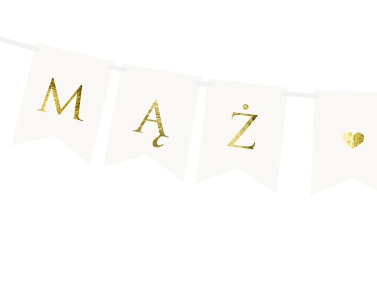 PartyDeco, baner Mąż i Żona, biała, 110 cm