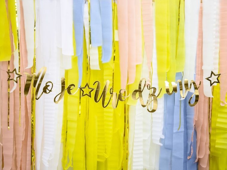 PartyDeco, baner Moje urodziny, złoty, 16,5-90 cm