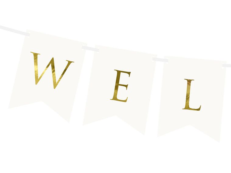 PartyDeco, baner, Welcome, biały, 15-95 cm