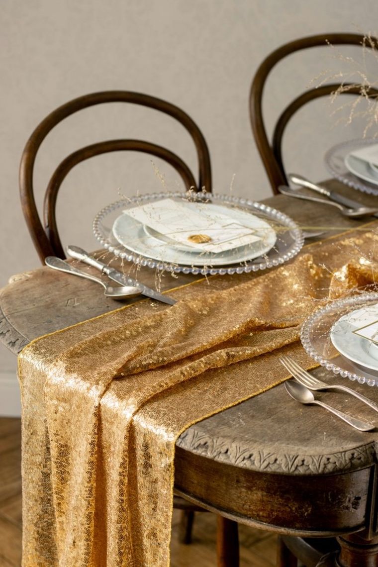 PartyDeco, bieżnik cekinowy, złoty, 0,3-5m