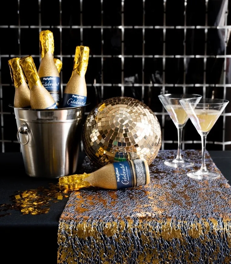 PartyDeco, bieżnik siatka, złoty nadruk, 0,36-9m