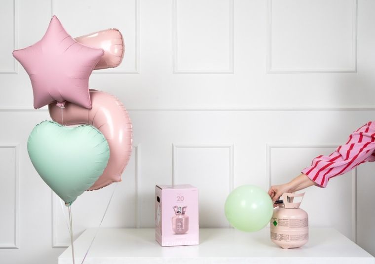 PartyDeco, butla z helem, jasnoróżowa, na 20 balonów