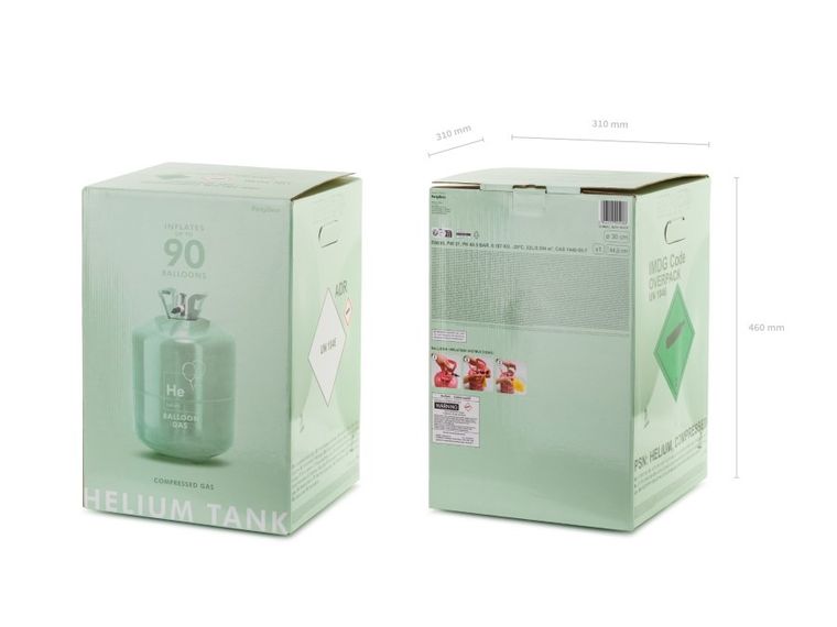PartyDeco, butla z helem, na 90 balonów, zielona