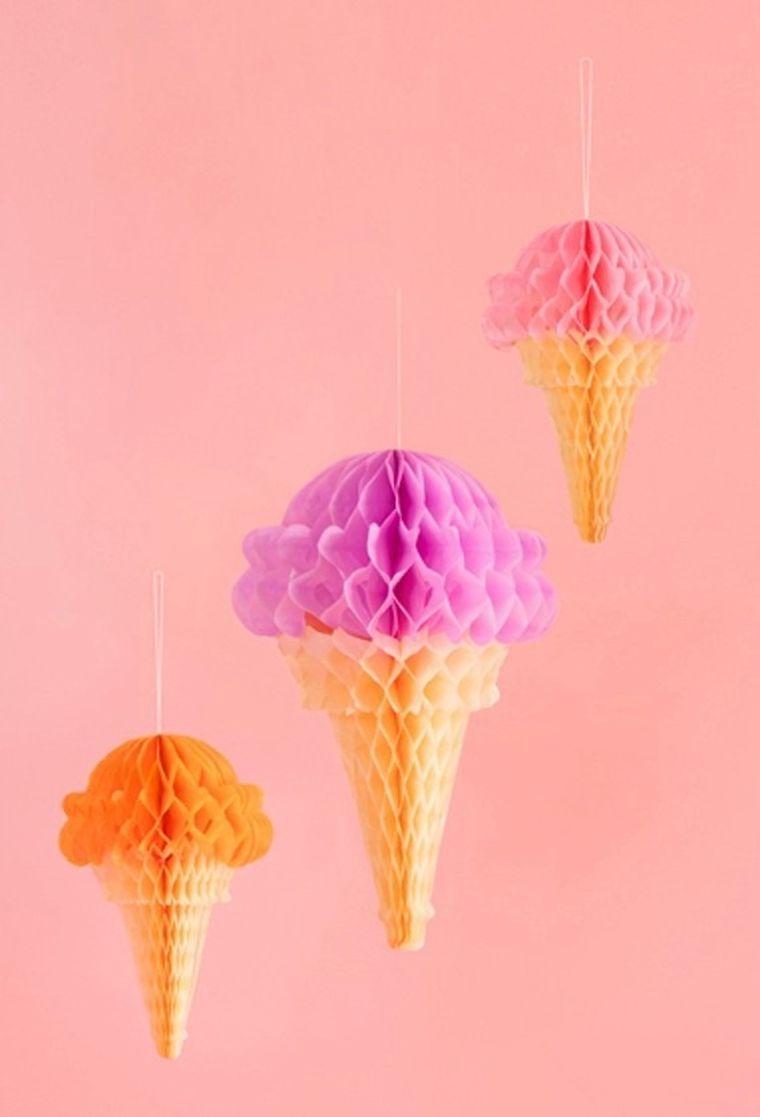 PartyDeco, dekoracje bibułowe, lody, 20-30 cm, 3 szt.