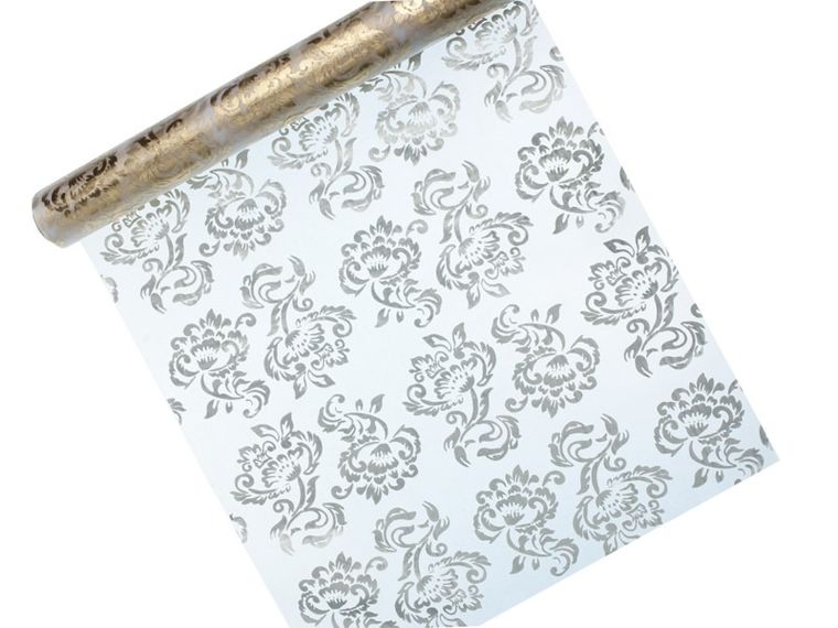 PartyDeco, dekoracyjna organza z nadrukiem, biała, 0,36-9 m
