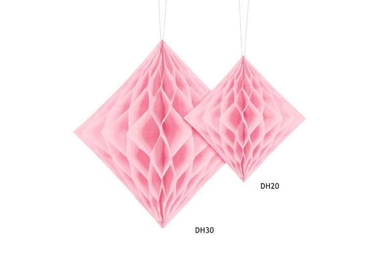 PartyDeco, diament bibułowy, jasny różowy, 30 cm