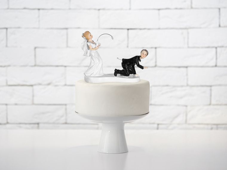 PartyDeco, figurka na tort weselny, para młoda z wędką, 13 cm