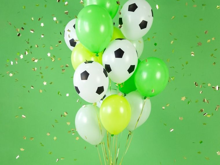 PartyDeco, Football Party, balony lateksowe, piłka nożna, białe, 30 cm, 6 szt.