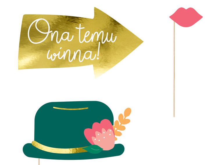 PartyDeco, gadżety do zdjęć na ślub, mix, 12 szt.