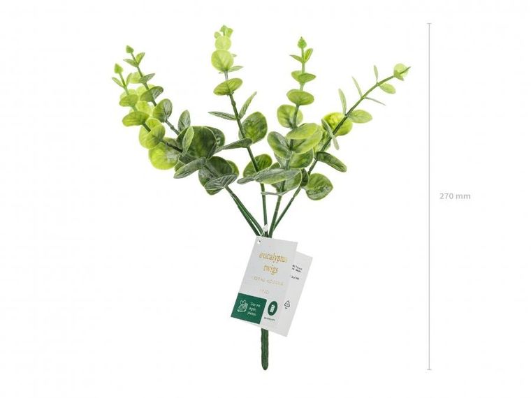 PartyDeco, gałązka eukaliptusa, 27 cm, 1 szt.