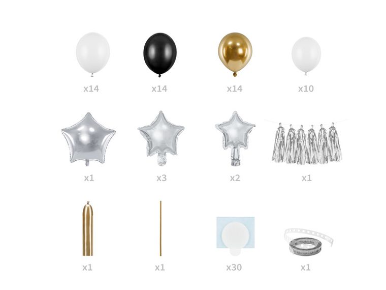 PartyDeco, girlanda balonowa, Gwiazdki, mix, 167-135 cm, 1 szt.