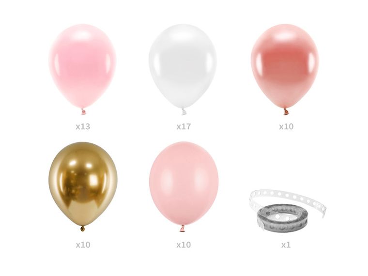 PartyDeco, girlanda balonowa, różowa, 200 cm, 60 szt.