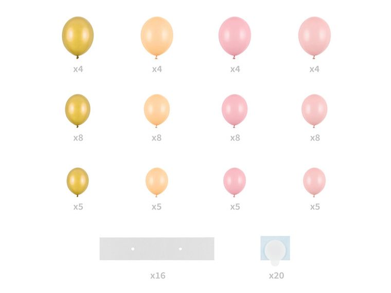 PartyDeco, girlanda balonowa ze stelażem Serce, różowy, 160 cm, 1 szt.