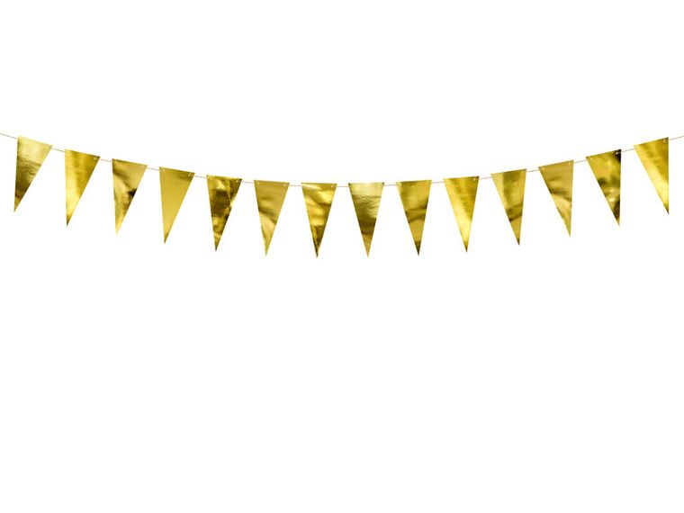 PartyDeco, girlanda flagietki, złoty, 2,15 m