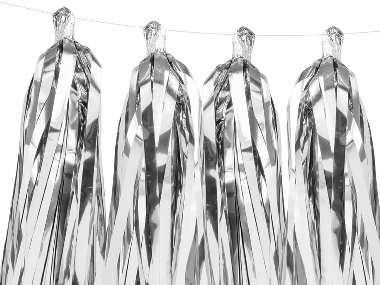 PartyDeco, girlanda frędzle, srebrny