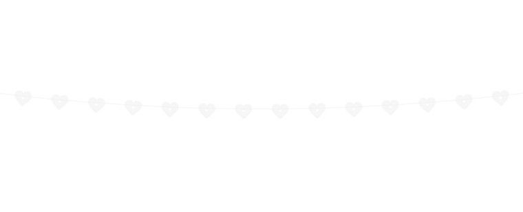 PartyDeco, girlanda papierowa, serca, biała, 1, 8 m