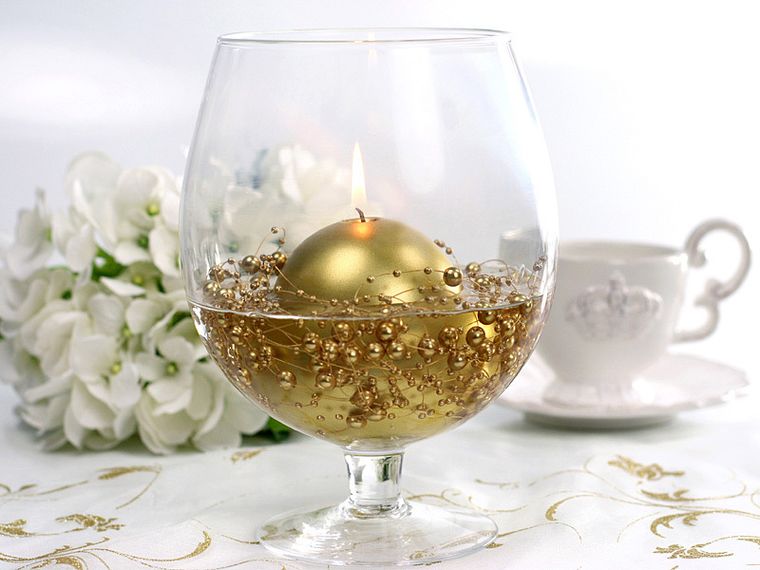 PartyDeco, girlandy perłowe do dekoracji weselnych, złote, 5 szt.