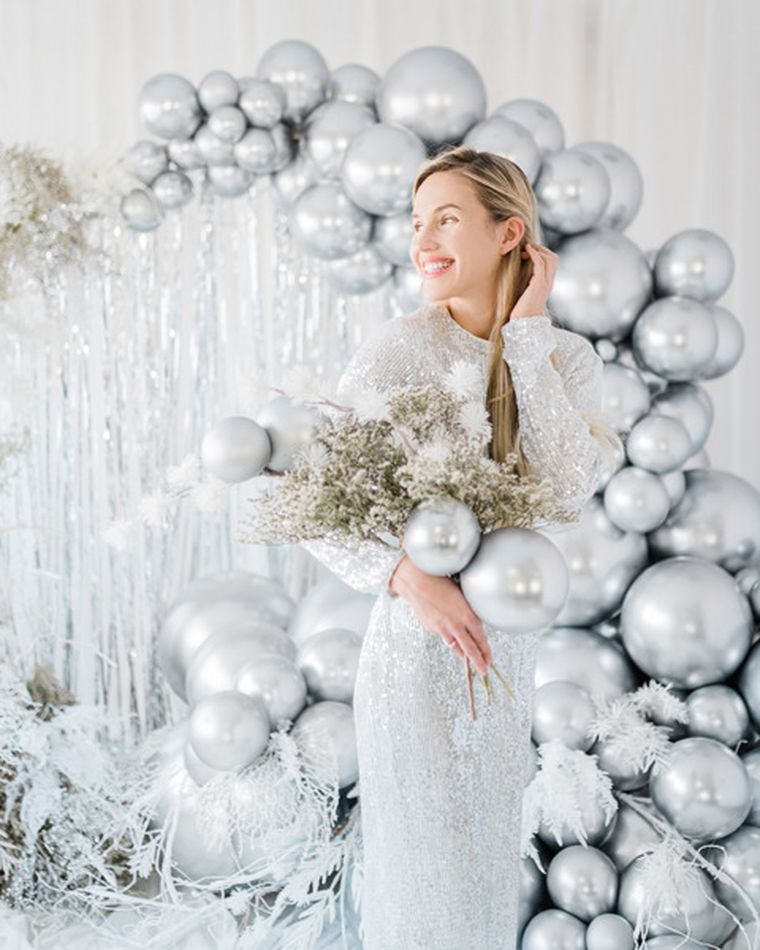 PartyDeco, Glossy, balon okrągły, 60 cm, srebrny