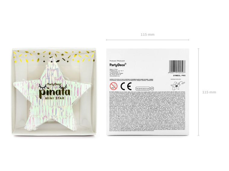 PartyDeco, Iridescent Party, piniata urodzinowa, gwiazda, 10,5-9,5-3,5 cm